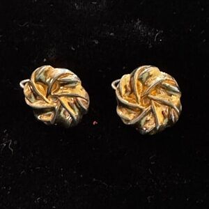 Elegant Gold Tone Swirl Vintage Earrings